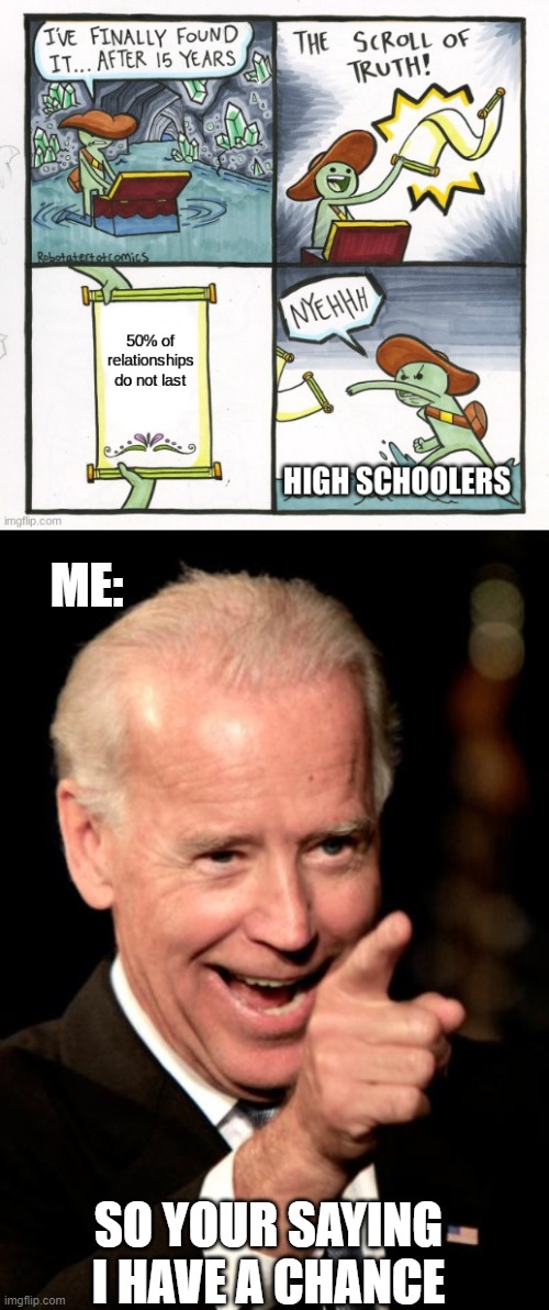 ive got a chance | ME:; SO YOUR SAYING I HAVE A CHANCE | image tagged in memes,smilin biden | made w/ Imgflip meme maker