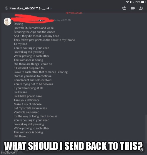 I’m thinking of sending never gonna give you up or something | WHAT SHOULD I SEND BACK TO THIS? | made w/ Imgflip meme maker