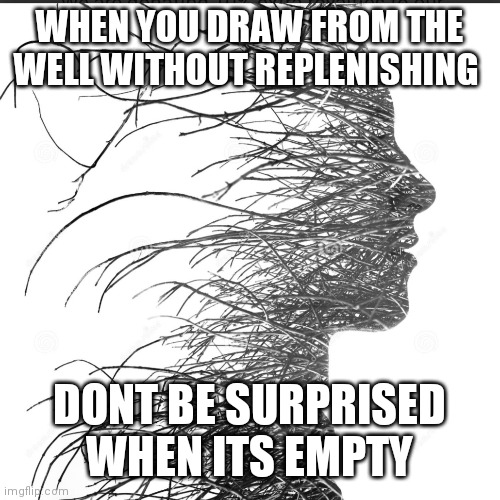 Emptiness | WHEN YOU DRAW FROM THE WELL WITHOUT REPLENISHING; DONT BE SURPRISED WHEN ITS EMPTY | image tagged in emotional | made w/ Imgflip meme maker