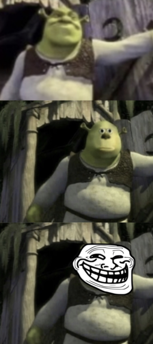 Triple Shrek Face Swap Blank Meme Template