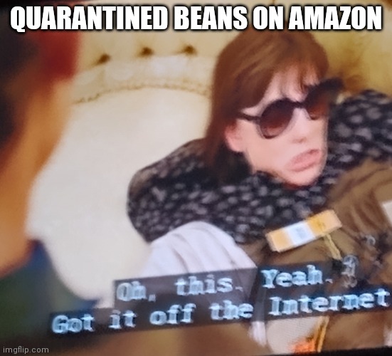 Got it off the internet. | QUARANTINED BEANS ON AMAZON | image tagged in got it off the internet,batman slapping robin,hide the pain harold,evil toddler,one does not simply,beaten with roses | made w/ Imgflip meme maker