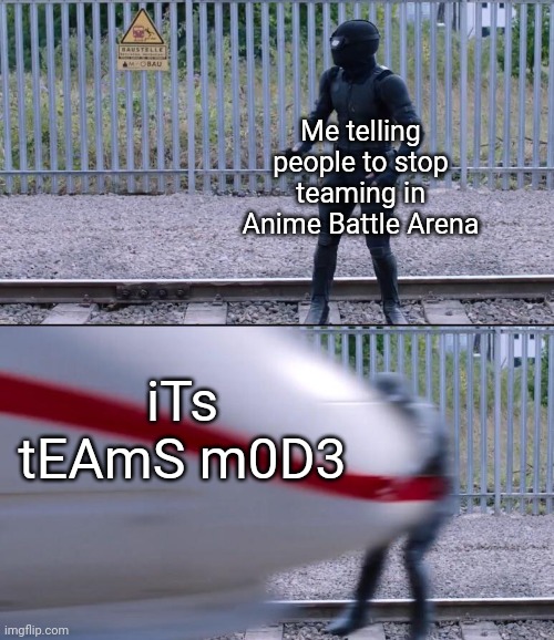 This is the dumbest excuse in history of roblox excuses | Me telling people to stop teaming in Anime Battle Arena; iTs tEAmS m0D3 | image tagged in spiderman getting hit by a plane | made w/ Imgflip meme maker