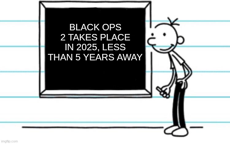Better get ready | BLACK OPS 2 TAKES PLACE IN 2025, LESS THAN 5 YEARS AWAY | image tagged in diary of a wimpy kid | made w/ Imgflip meme maker