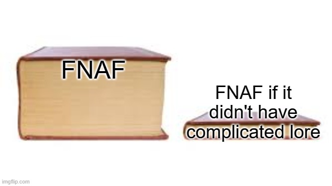 Big book small book | FNAF FNAF if it didn't have complicated lore | image tagged in big book small book | made w/ Imgflip meme maker