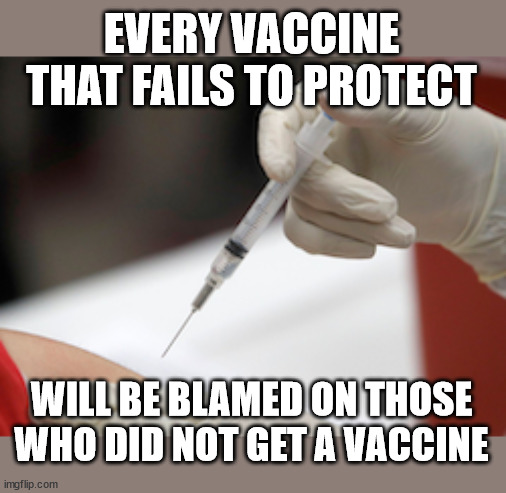 Flu Vaccine Injection | EVERY VACCINE THAT FAILS TO PROTECT; WILL BE BLAMED ON THOSE WHO DID NOT GET A VACCINE | image tagged in flu vaccine injection | made w/ Imgflip meme maker