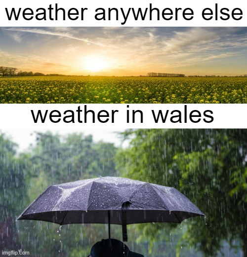 gotta love it | weather anywhere else; weather in wales | image tagged in rain,memes | made w/ Imgflip meme maker