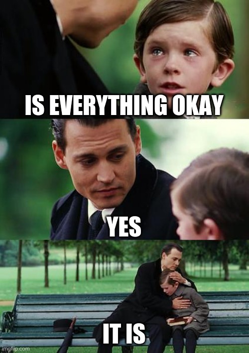 Finding Neverland Be Like | IS EVERYTHING OKAY; YES; IT IS | image tagged in memes,finding neverland | made w/ Imgflip meme maker