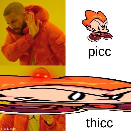 thicco | picc; thicc | image tagged in memes,drake hotline bling | made w/ Imgflip meme maker