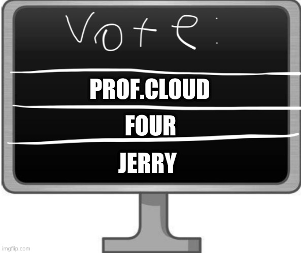 which is more powerful (this is to see whos a simp, whos a man of culture, and whos a contestant) | PROF.CLOUD; FOUR; JERRY | image tagged in vote | made w/ Imgflip meme maker