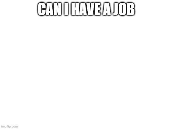 job? | CAN I HAVE A JOB | image tagged in blank white template | made w/ Imgflip meme maker