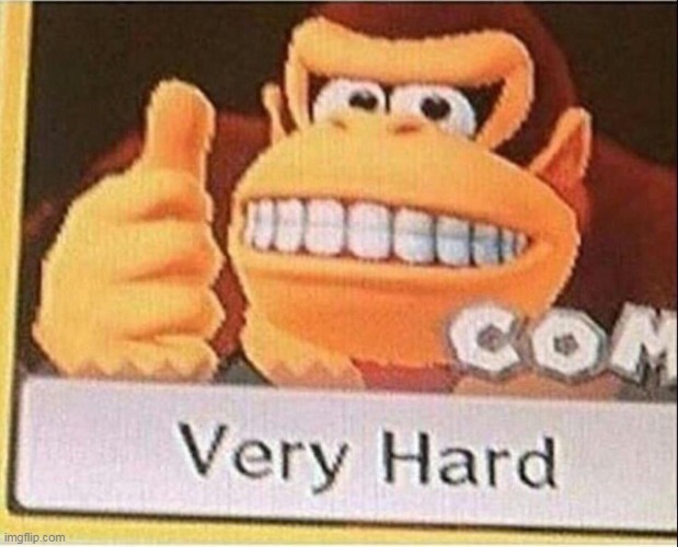 v | image tagged in very hard donkey kong | made w/ Imgflip meme maker