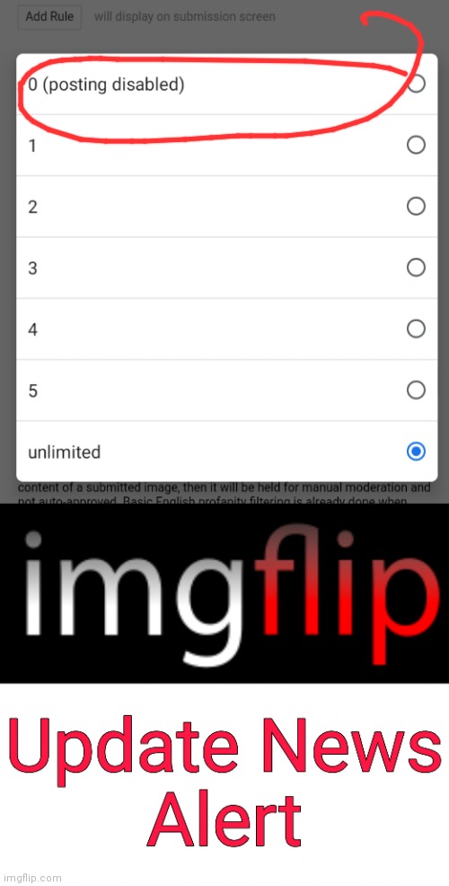 You can now disable posting in your stream | image tagged in imgflip update news alert | made w/ Imgflip meme maker