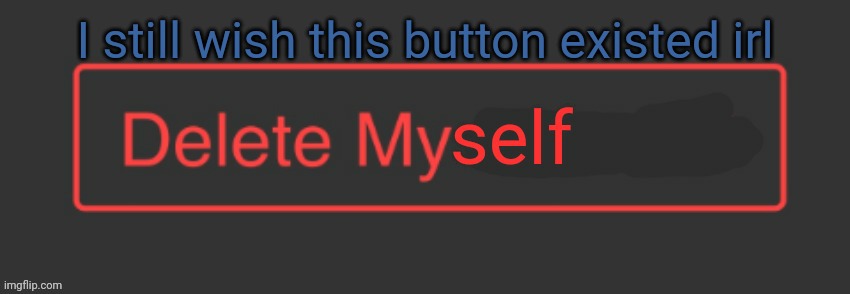 Delete myself | I still wish this button existed irl | image tagged in delete myself | made w/ Imgflip meme maker