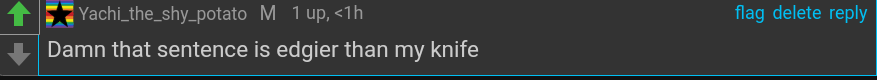 High Quality Dam that sentence is edgier than my knife Blank Meme Template