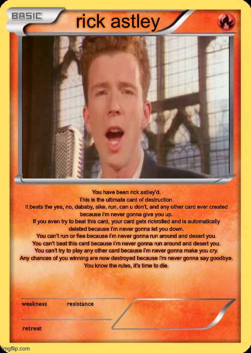 Rick Astley Card | image tagged in rick astley card | made w/ Imgflip meme maker