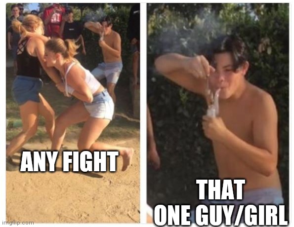 I'm that one guy | THAT ONE GUY/GIRL; ANY FIGHT | image tagged in 2 girls fight guy dabbing | made w/ Imgflip meme maker