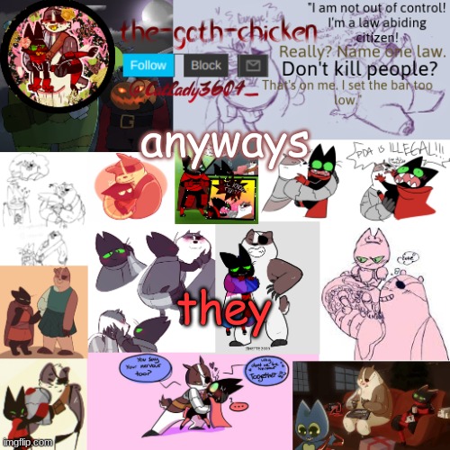 it still feels weird not seeing toko on this | anyways; they | image tagged in the-goth-chicken announcement template 22 | made w/ Imgflip meme maker