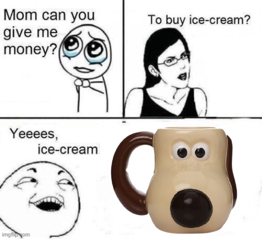 Gromit Mug Win! | image tagged in gromit mug,rage comics,ice cream kid,trolled | made w/ Imgflip meme maker