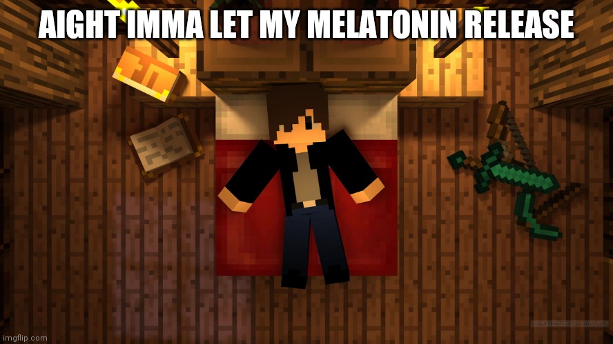 Schleepy schleep good night yall | AIGHT IMMA LET MY MELATONIN RELEASE | image tagged in chrom ender sleeping | made w/ Imgflip meme maker