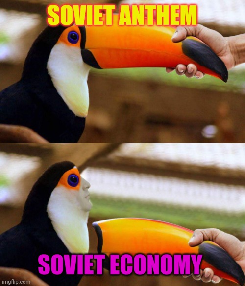 Sad, but true | SOVIET ANTHEM; SOVIET ECONOMY | image tagged in toucan beak | made w/ Imgflip meme maker