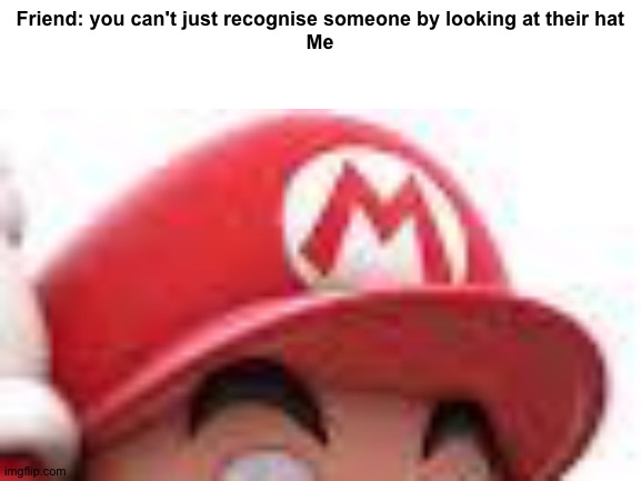 Friend: you can't just recognise someone by looking at their hat
Me | made w/ Imgflip meme maker