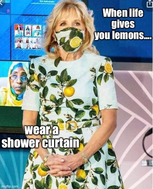 1950s housewives approve | When life gives you lemons.... wear a shower curtain | image tagged in politics lol,memes,clothing | made w/ Imgflip meme maker