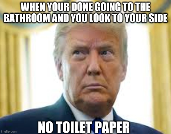 WHEN YOUR DONE GOING TO THE BATHROOM AND YOU LOOK TO YOUR SIDE; NO TOILET PAPER | image tagged in funny | made w/ Imgflip meme maker