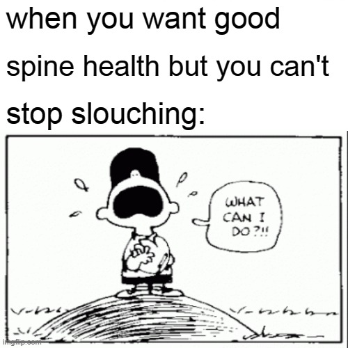 when you want good; spine health but you can't; stop slouching: | made w/ Imgflip meme maker