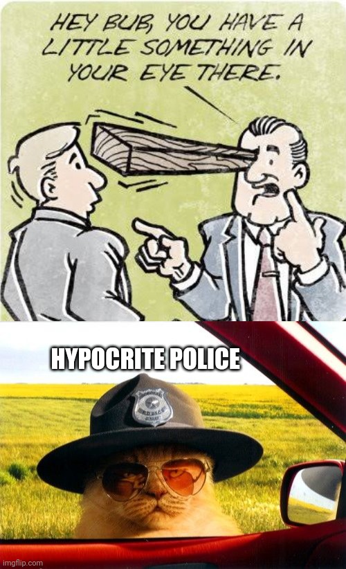 HYPOCRITE POLICE | image tagged in busted by the hypocrite police | made w/ Imgflip meme maker