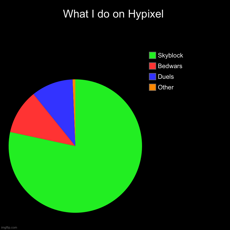 What I do on Hypixel | What I do on Hypixel | Other, Duels, Bedwars, Skyblock | image tagged in charts,pie charts | made w/ Imgflip chart maker