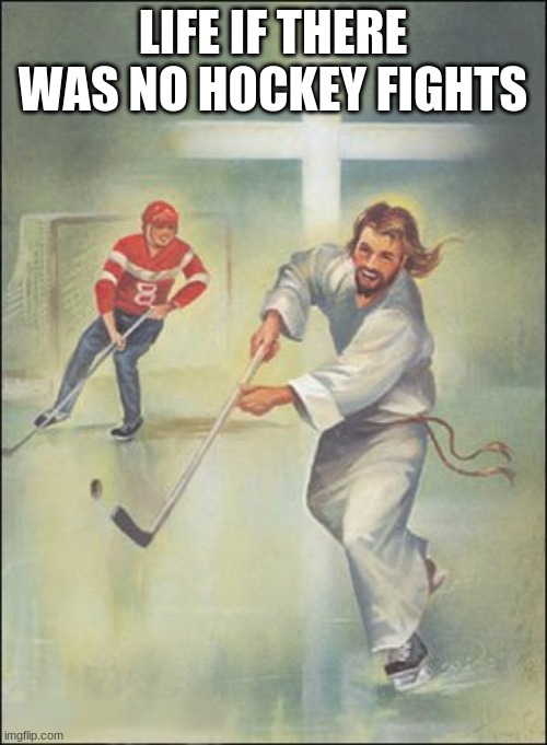 jesus hockey | LIFE IF THERE WAS NO HOCKEY FIGHTS | image tagged in jesus hockey | made w/ Imgflip meme maker