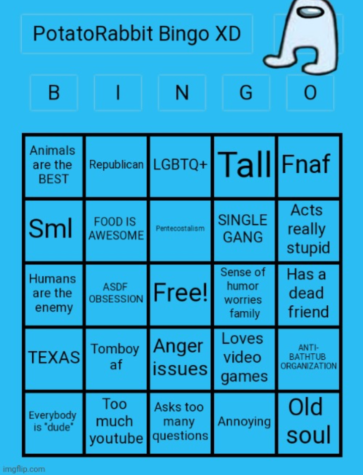 PotatoRabbit bingo (slightly updated) Blank Meme Template
