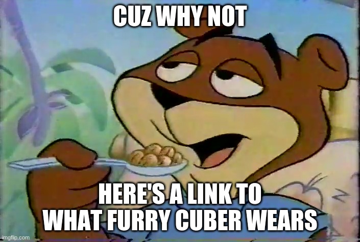 Sugar Bear | CUZ WHY NOT; HERE'S A LINK TO WHAT FURRY CUBER WEARS | image tagged in sugar bear | made w/ Imgflip meme maker