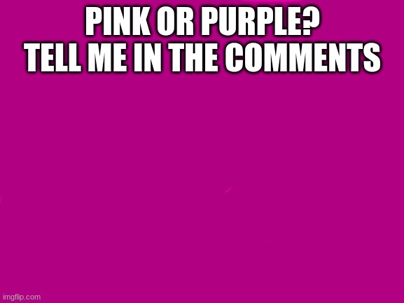 Blank White Template | PINK OR PURPLE? TELL ME IN THE COMMENTS | image tagged in blank white template | made w/ Imgflip meme maker