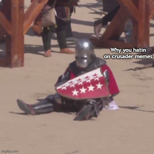 Sad crusader noises | Why you hatin on crusader memes | image tagged in sad crusader noises | made w/ Imgflip meme maker