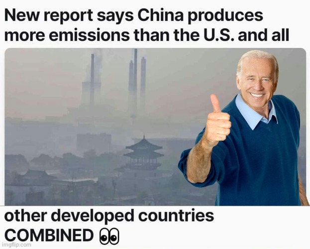 China pollution? Joe Don't Care | image tagged in carbon footprint | made w/ Imgflip meme maker