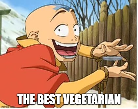 Upvote if you knew he was |  THE BEST VEGETARIAN | image tagged in aang,avatar the last airbender,avatar,vegetarian,comics/cartoons | made w/ Imgflip meme maker