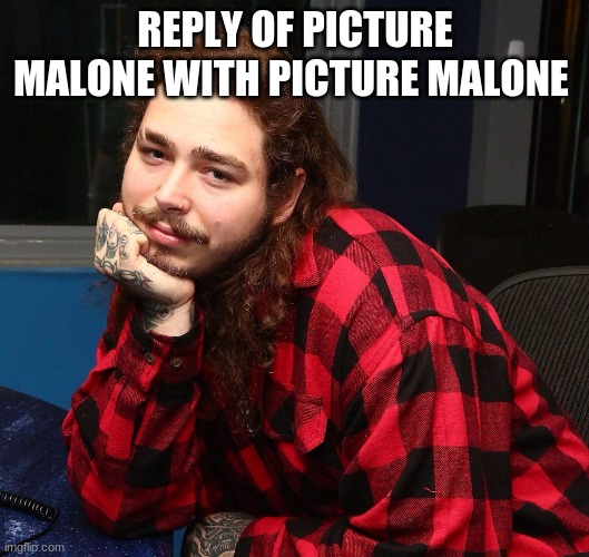 Post Malone hey girl | REPLY OF PICTURE MALONE WITH PICTURE MALONE | image tagged in post malone hey girl | made w/ Imgflip meme maker