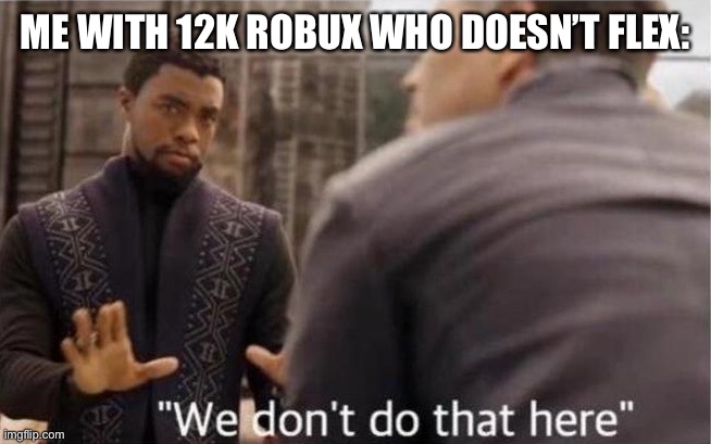 We don’t do that here | ME WITH 12K ROBUX WHO DOESN’T FLEX: | image tagged in we don t do that here | made w/ Imgflip meme maker