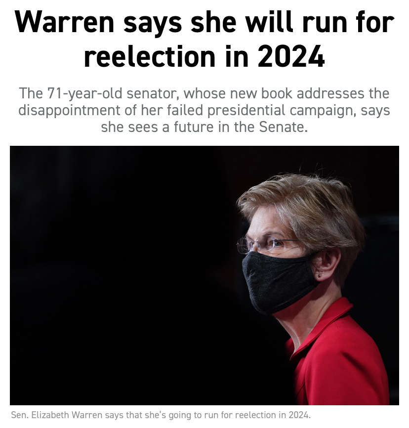 Elizabeth Warren says she will run for re-election Blank Meme Template