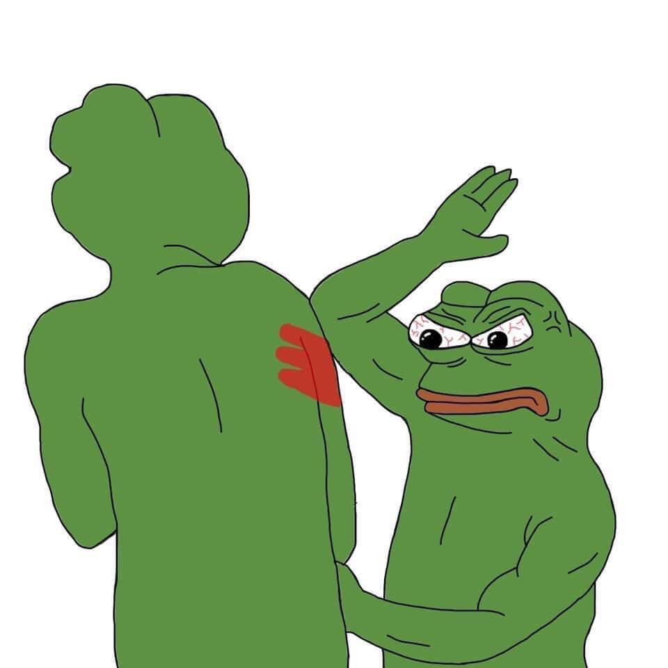 High Quality Pepefrog slapping his friend Blank Meme Template