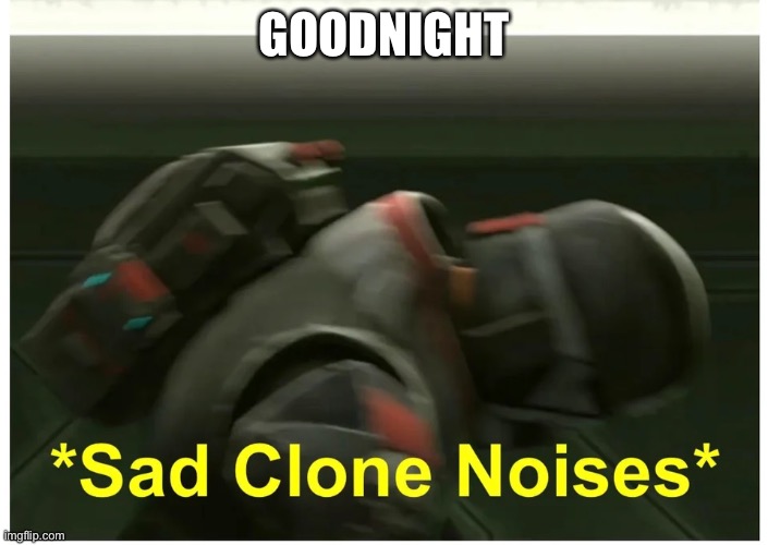 *Sad clone noises* | GOODNIGHT | image tagged in sad clone noises | made w/ Imgflip meme maker