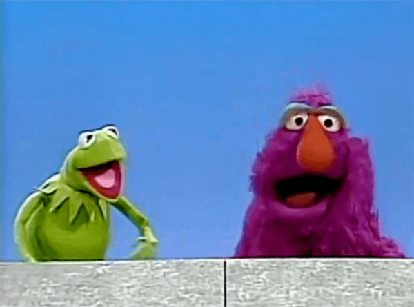 High Quality KERMIT AND TELLY MONSTER Blank Meme Template