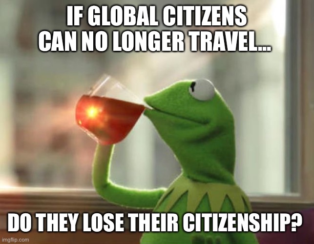 But That's None Of My Business (Neutral) | IF GLOBAL CITIZENS CAN NO LONGER TRAVEL... DO THEY LOSE THEIR CITIZENSHIP? | image tagged in memes,but that's none of my business neutral | made w/ Imgflip meme maker