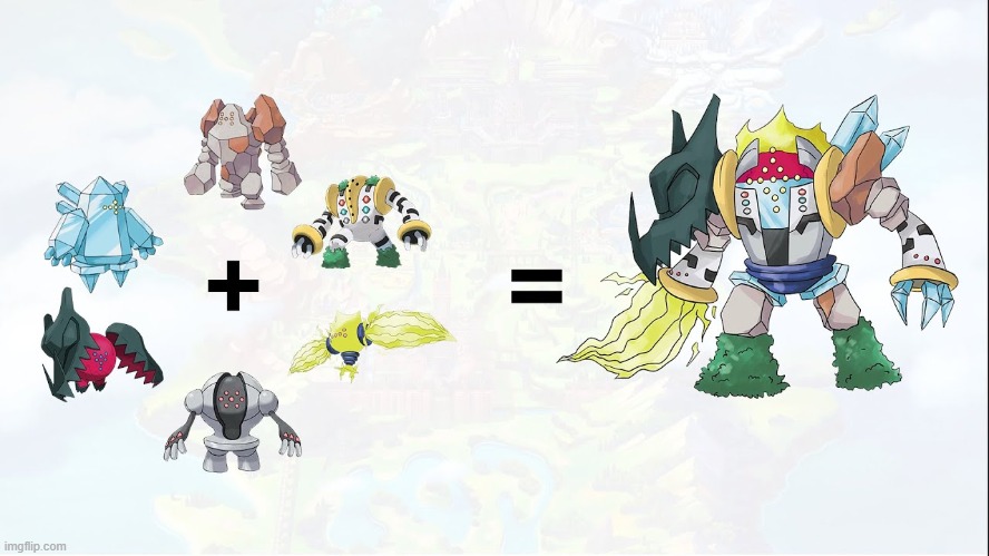 I found this. (btw, what is your favorite regi? I like Regidraco!) | image tagged in pokemon | made w/ Imgflip meme maker