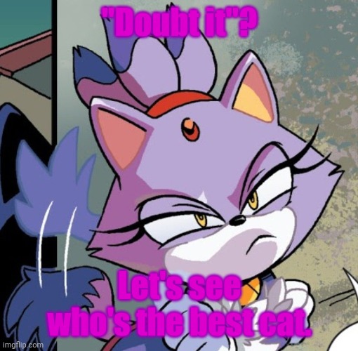 Blaze the cat | "Doubt it"? Let's see who's the best cat. | image tagged in blaze the cat | made w/ Imgflip meme maker