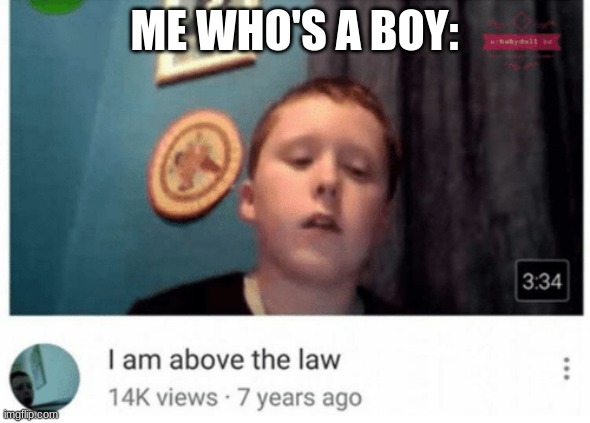 I am above the law | ME WHO'S A BOY: | image tagged in i am above the law | made w/ Imgflip meme maker