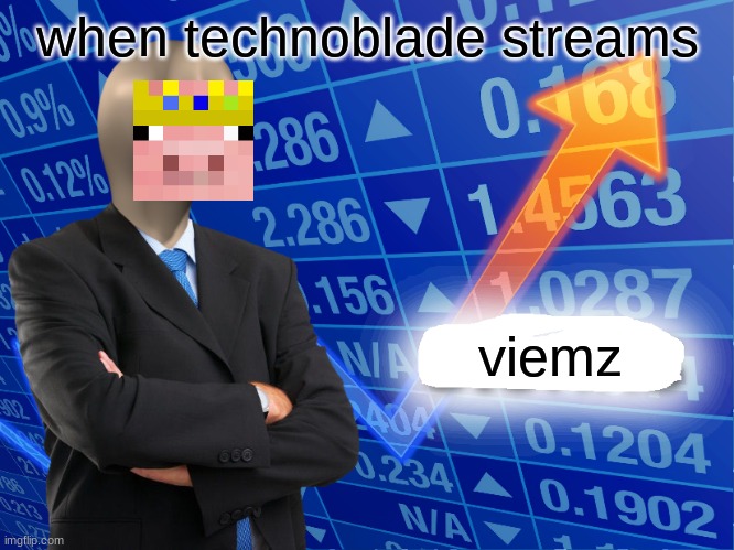 technoblade stonks meme | when technoblade streams; viemz | image tagged in empty stonks | made w/ Imgflip meme maker