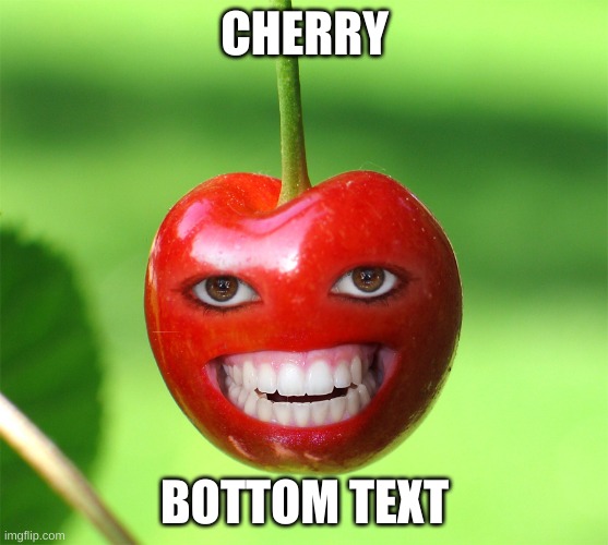 cherry | CHERRY; BOTTOM TEXT | image tagged in cherry | made w/ Imgflip meme maker