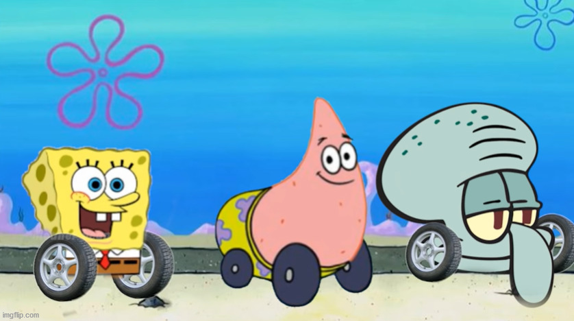 High Quality Spongebob Patrick and Squidward Convertibles Blank Meme Template